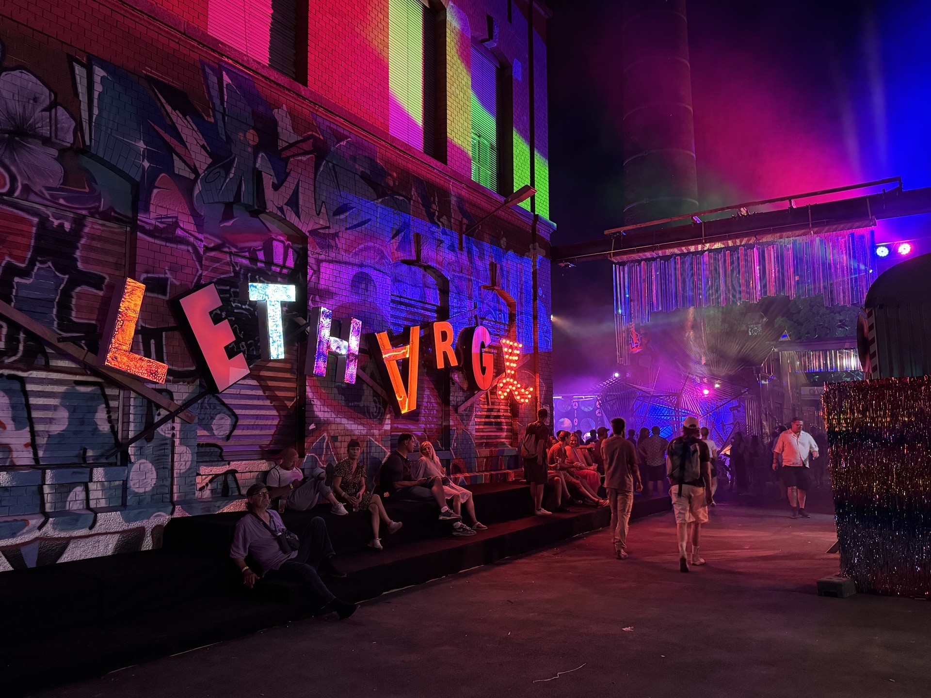 Lethargy Festival 2025 — club room with holo fans