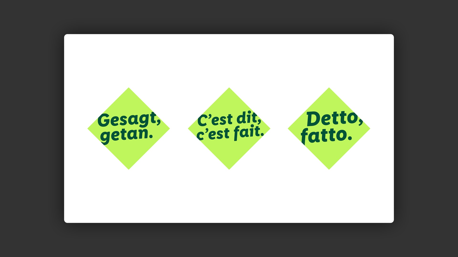 Brand logos in three languages