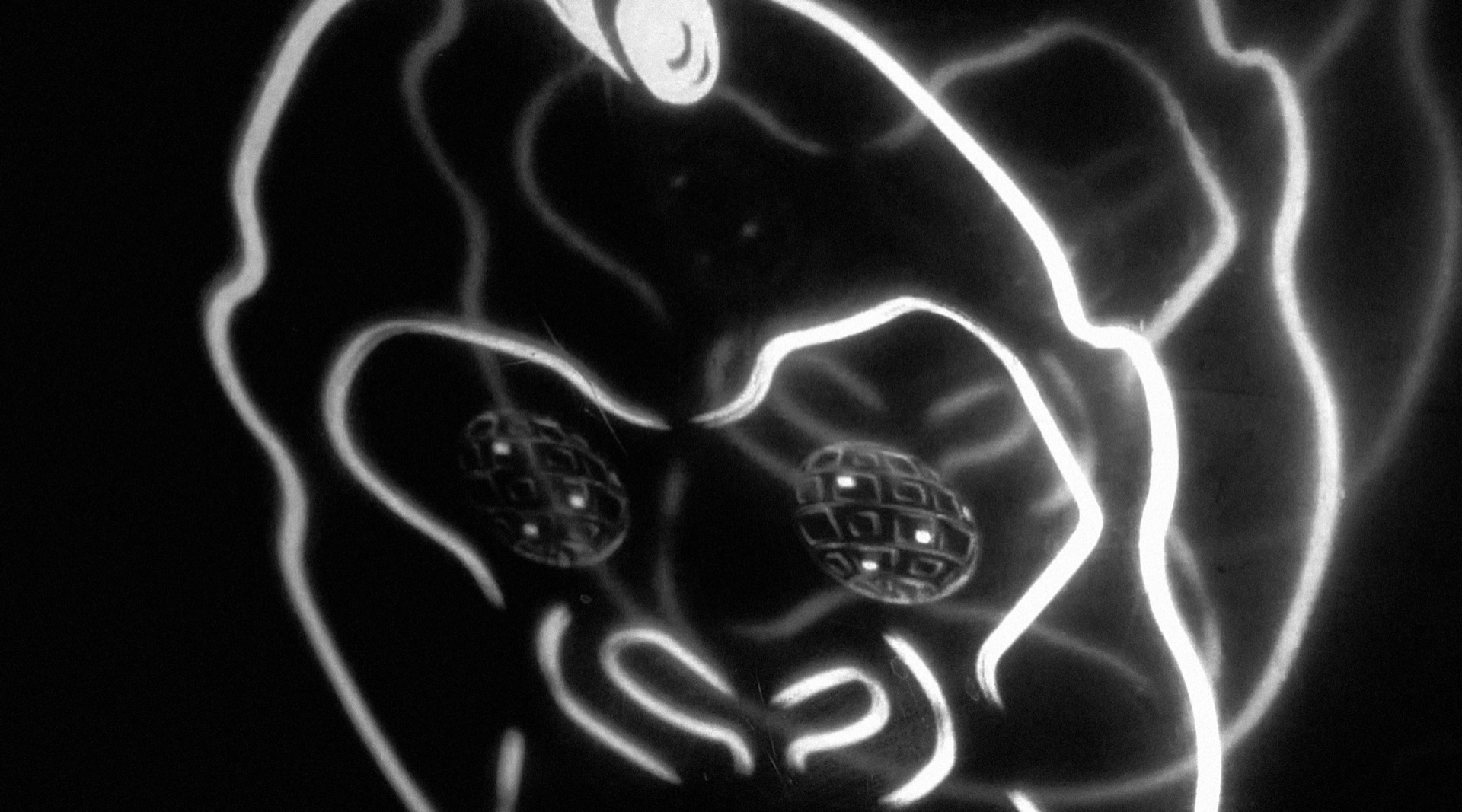 Mirrorilla — abstract glowing line drawing of the gorilla head visual