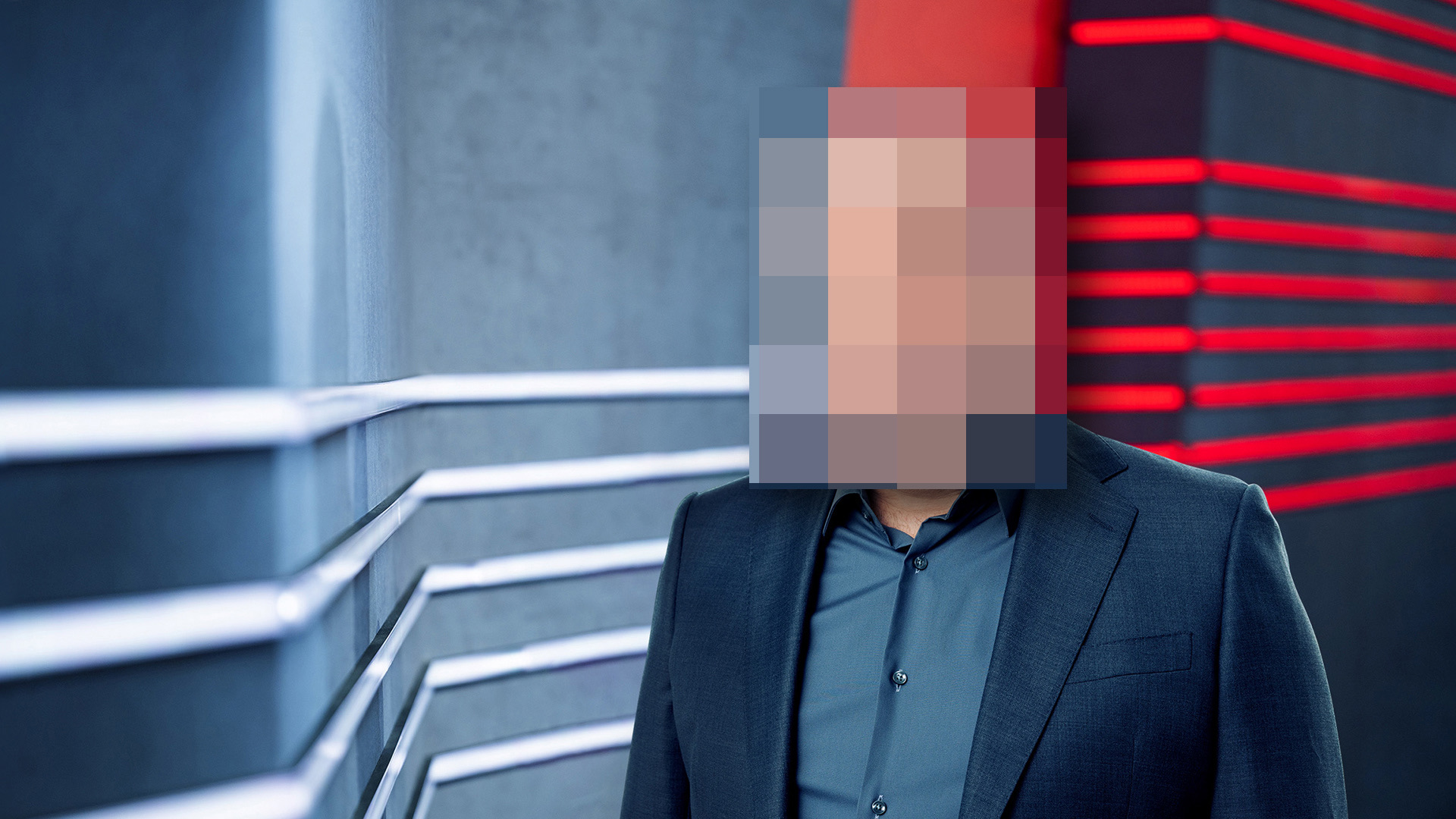 SRF AI Theme Week — pixelated portrait of the AI-generated Arena host